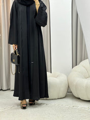 C RTW 0325 - 01 Black Moire Printed Abaya
