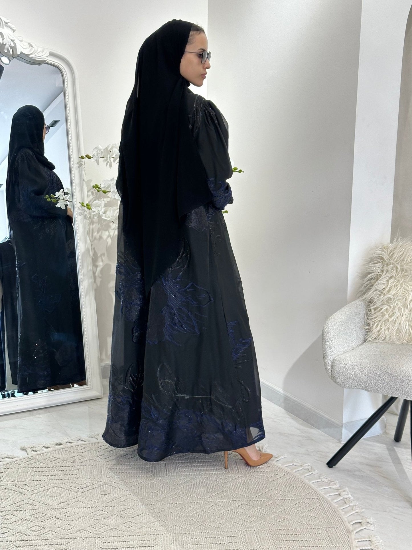 C RTW 0345 - 02 Blue Organza Abaya