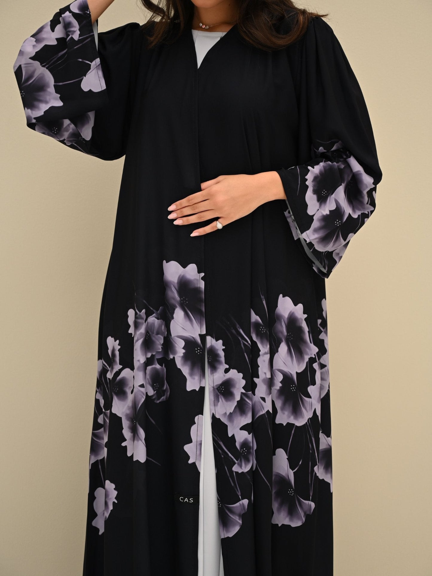 C RTW 0425 Black Grey Printed Abaya