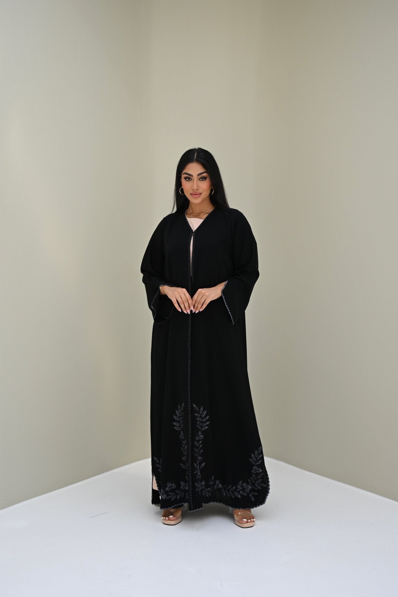C RTW 0511 Black Embroidered Work Abaya
