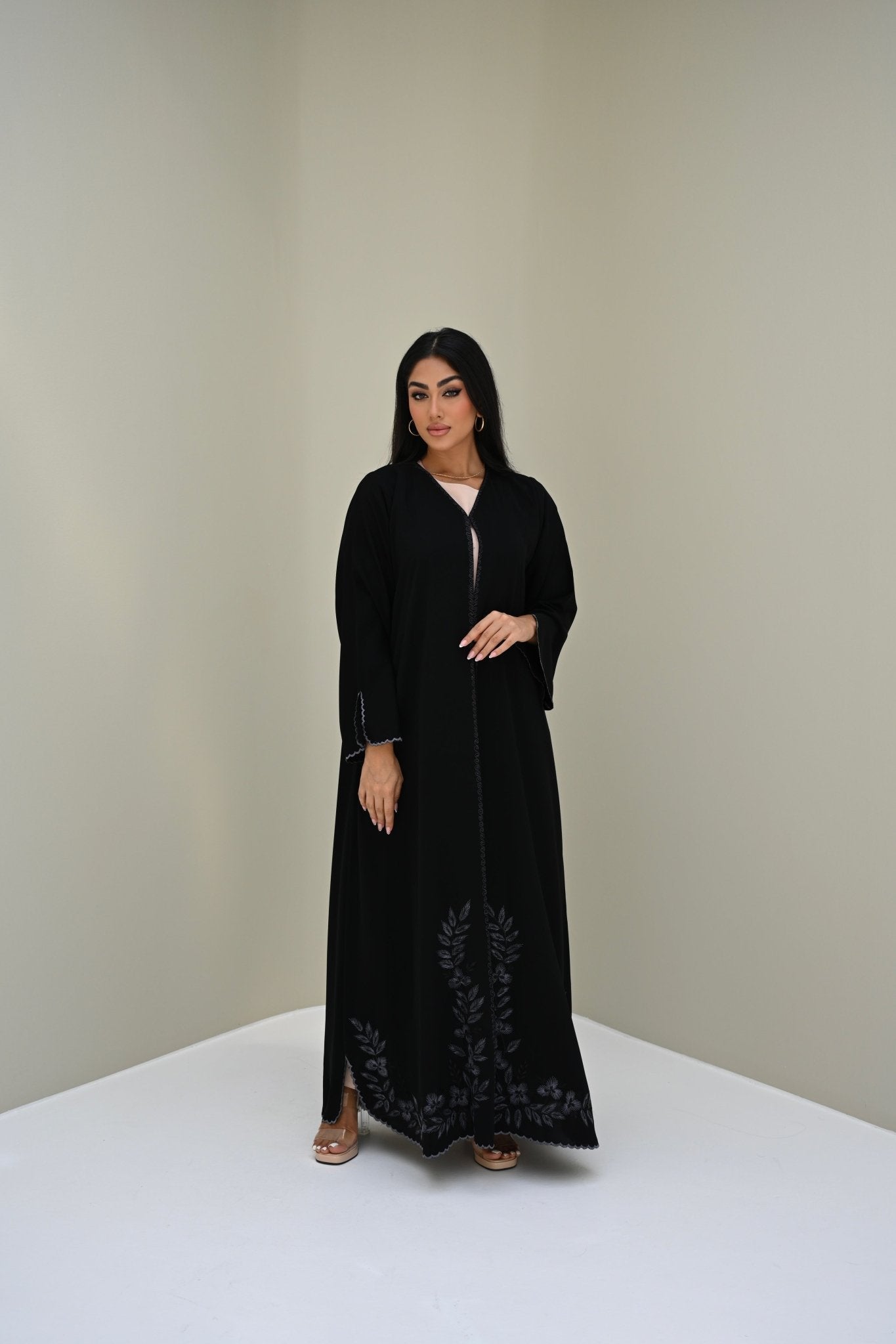 C RTW 0511 Black Embroidered Work Abaya