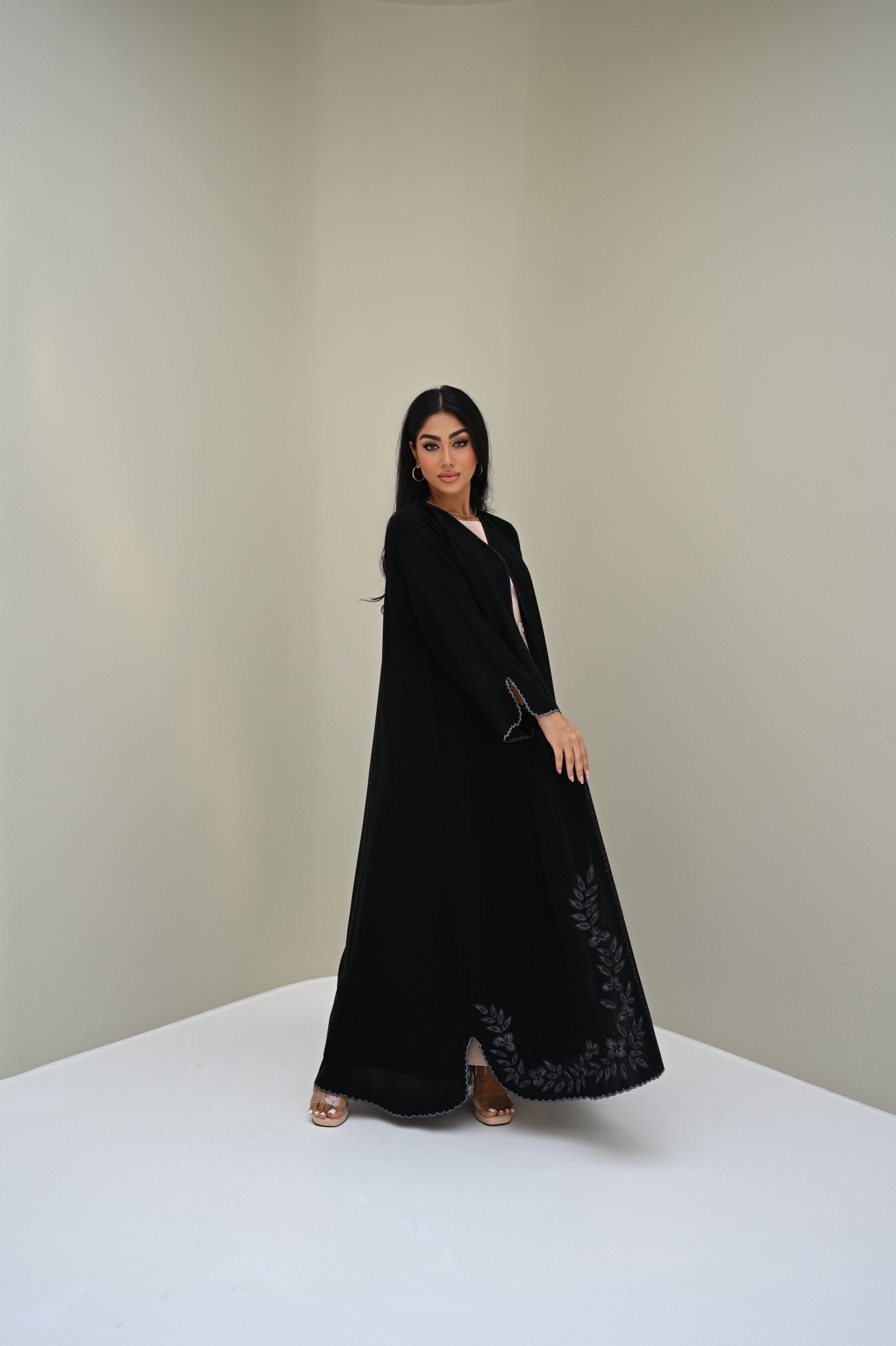 C RTW 0511 Black Embroidered Work Abaya