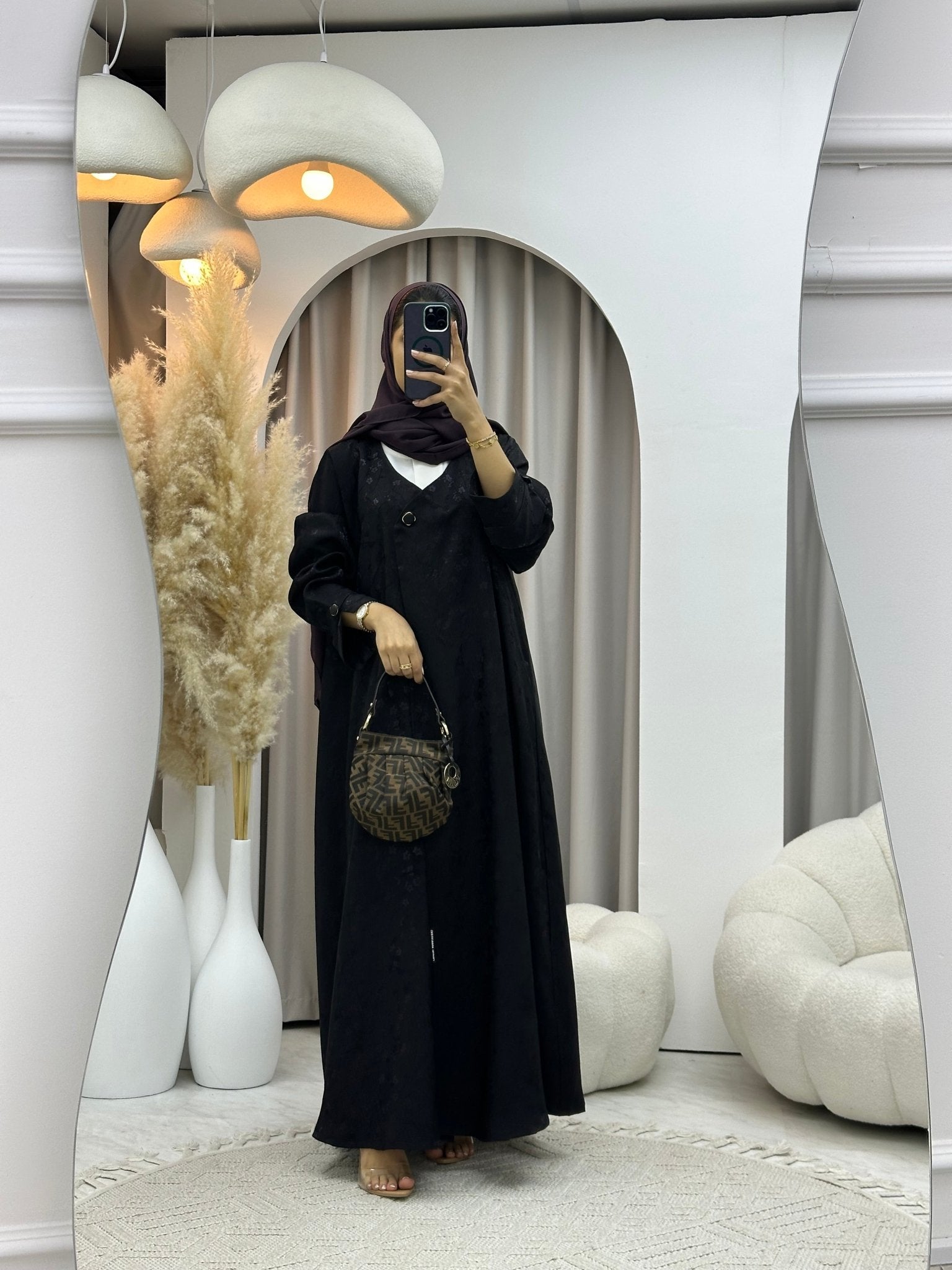 C RTW 0587-03 Purple Floral Printed Abaya