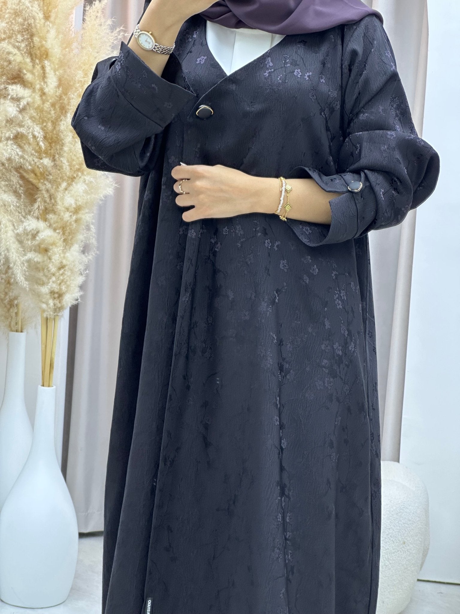 C RTW 0587-03 Purple Floral Printed Abaya