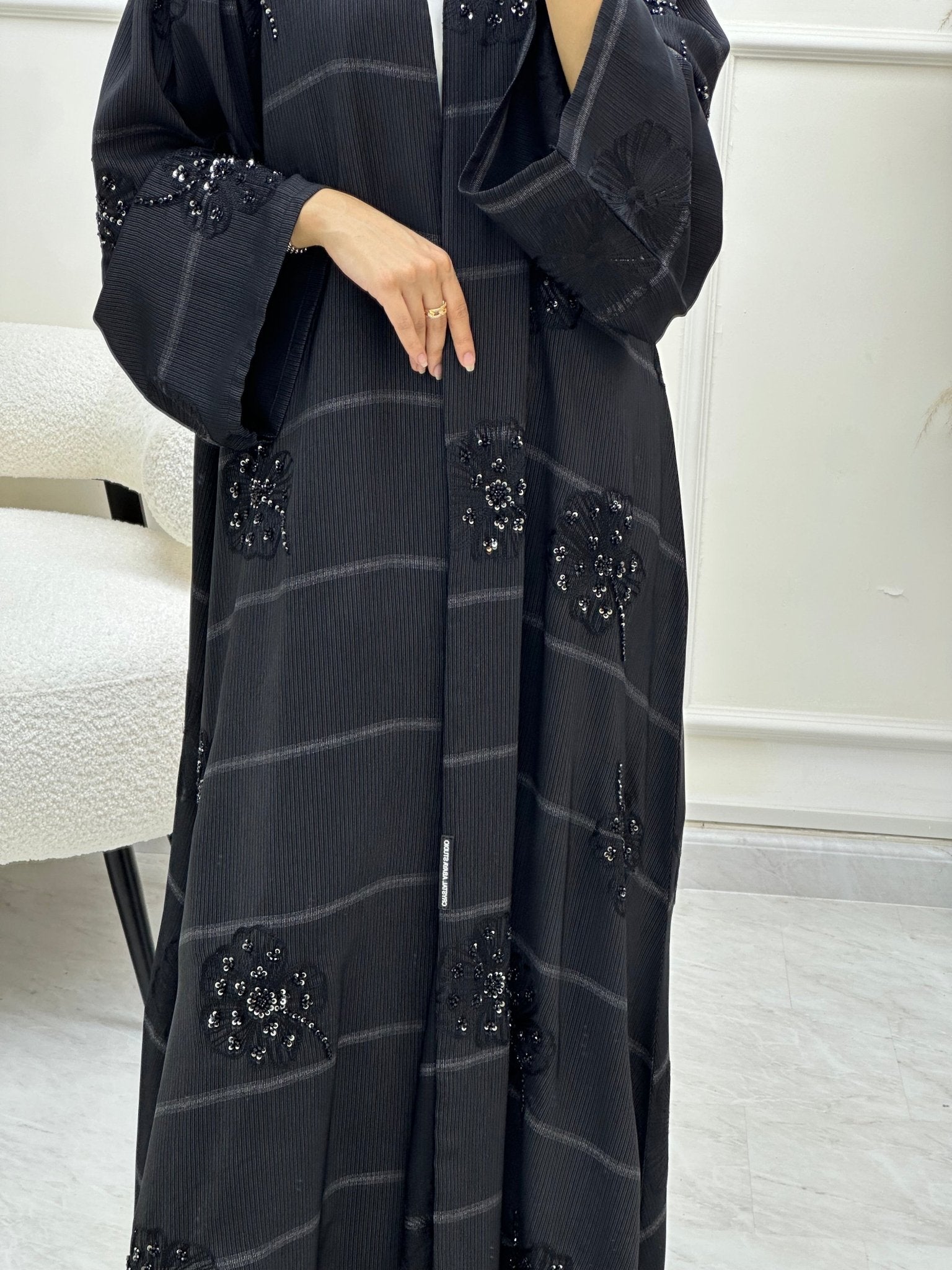 C RTW 0616 Beaded Black Abaya