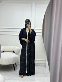 عباية سوداء مطرزة بالخرز C RTW 0616 - L / 53