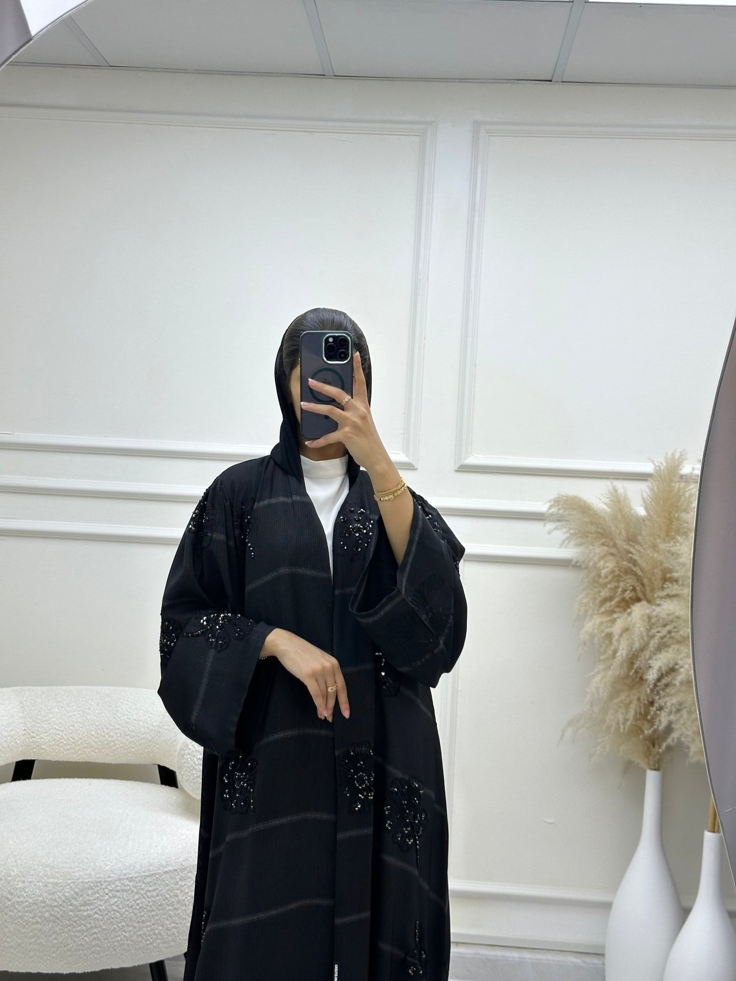 C RTW 0616 Beaded Black Abaya