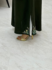 C RTW 0621 Embroidered Green Abaya