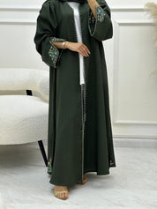 C RTW 0621 Embroidered Green Abaya