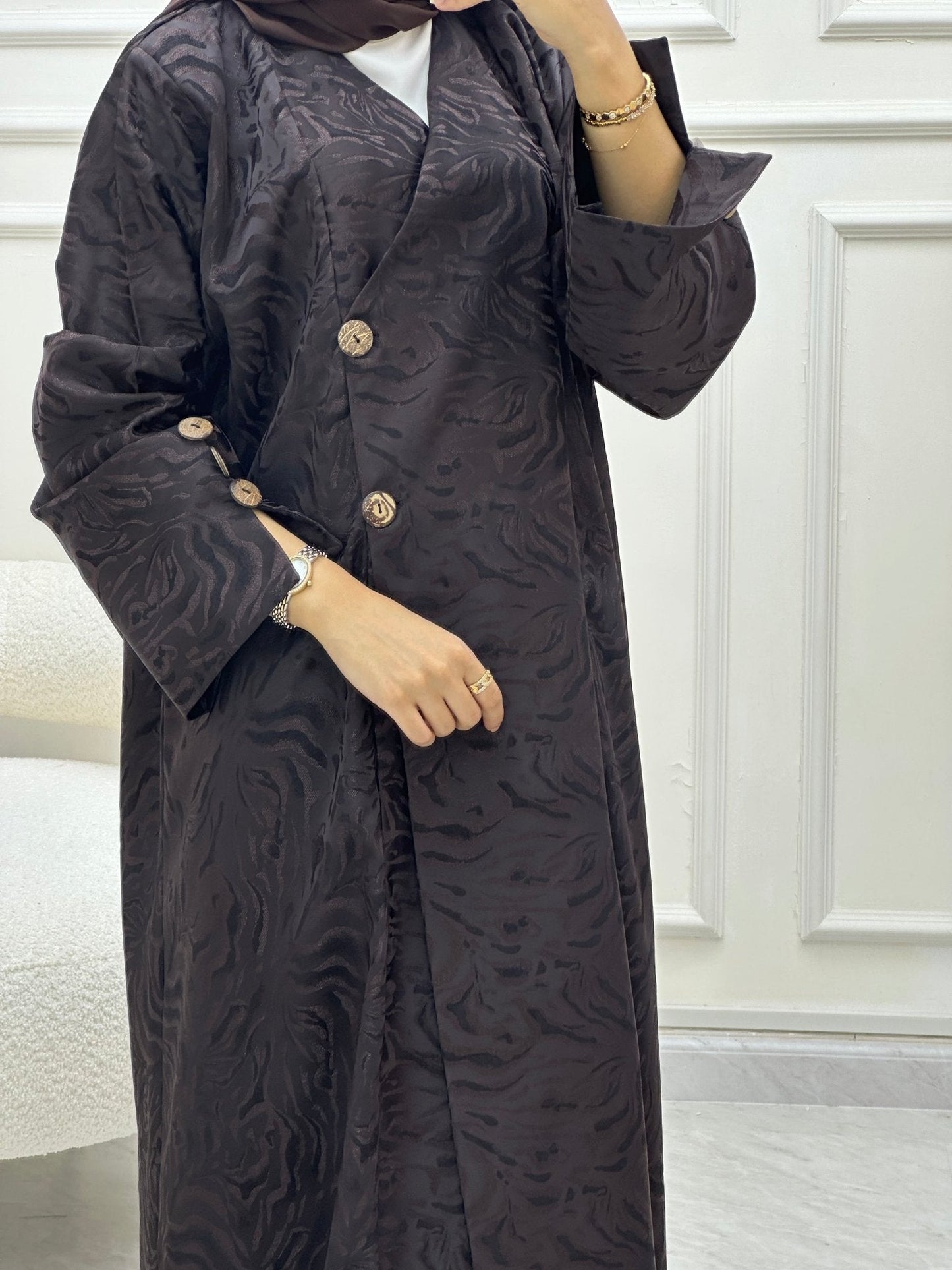 C RTW 0628 Brown Overlap Abaya