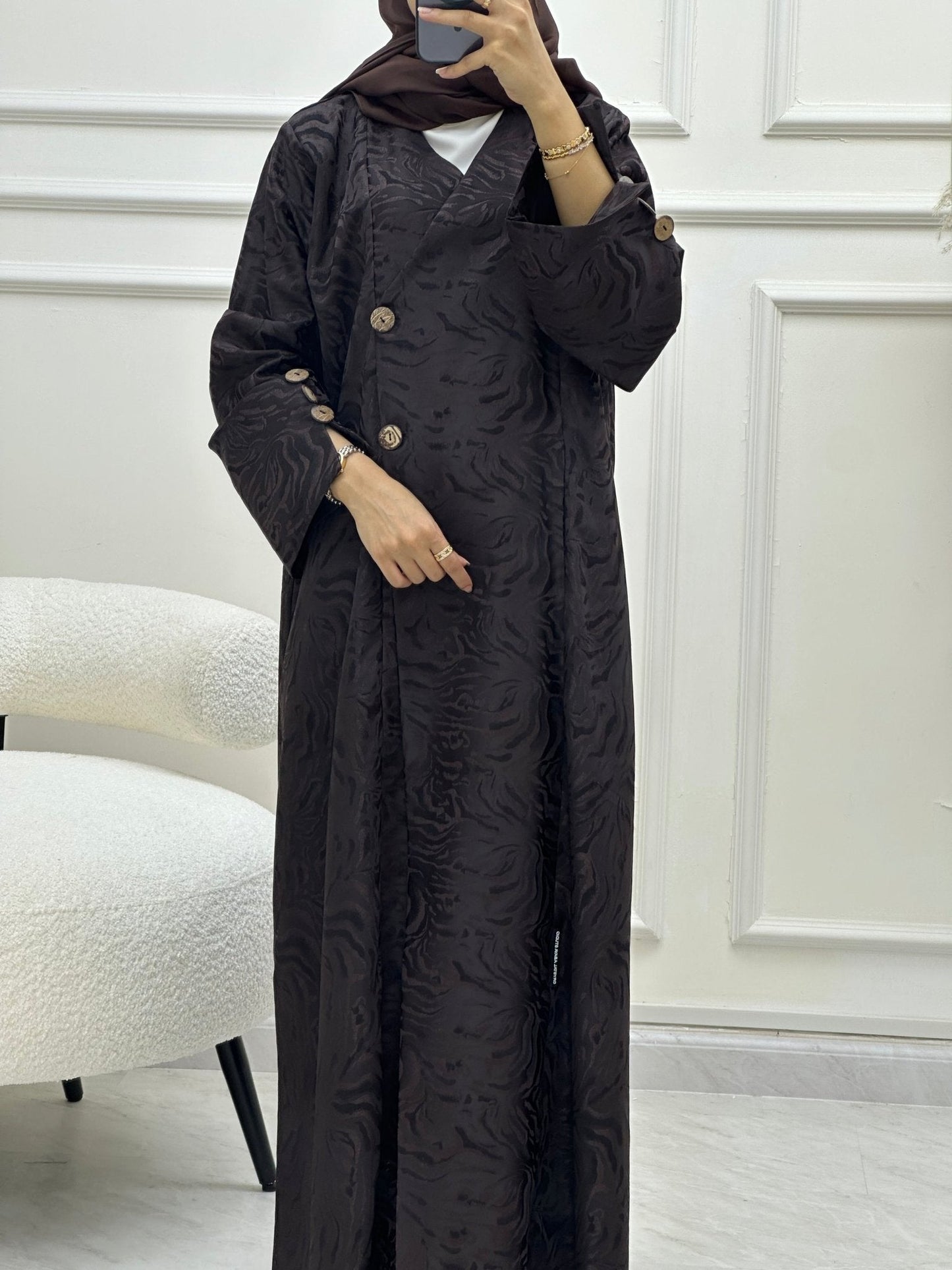 C RTW 0628 Brown Overlap Abaya