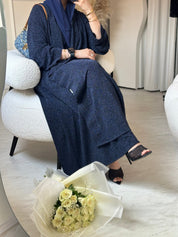 C RTW 0630 Navy Blue Glitter Stretch Abaya