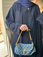 C RTW 0630 Navy Blue Glitter Stretch Abaya