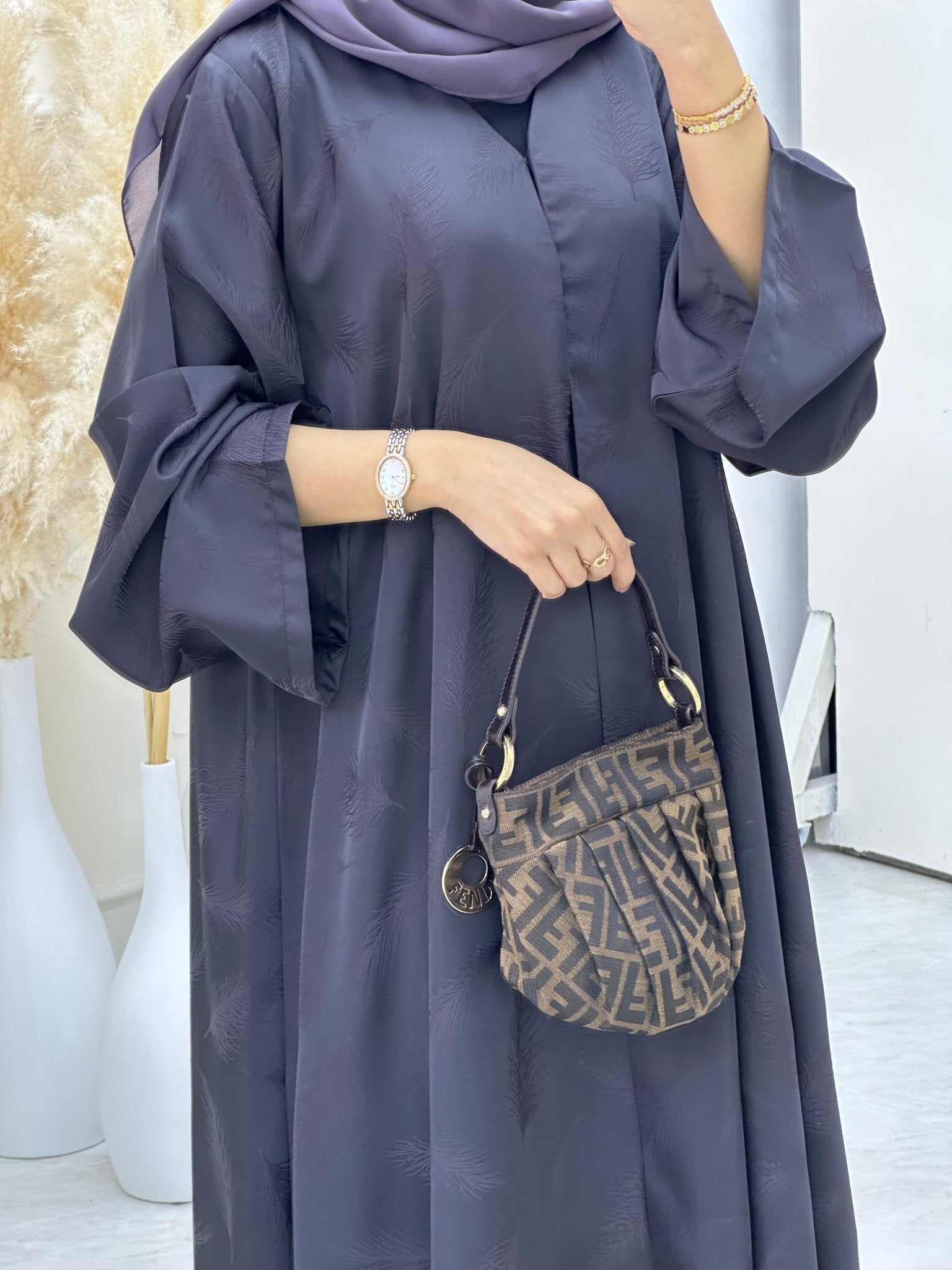 C RTW 0653 03 Purple Printed Abaya