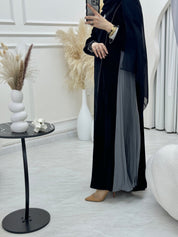 C RTW 0679 Maroon Pleated Velvet Coat Abaya