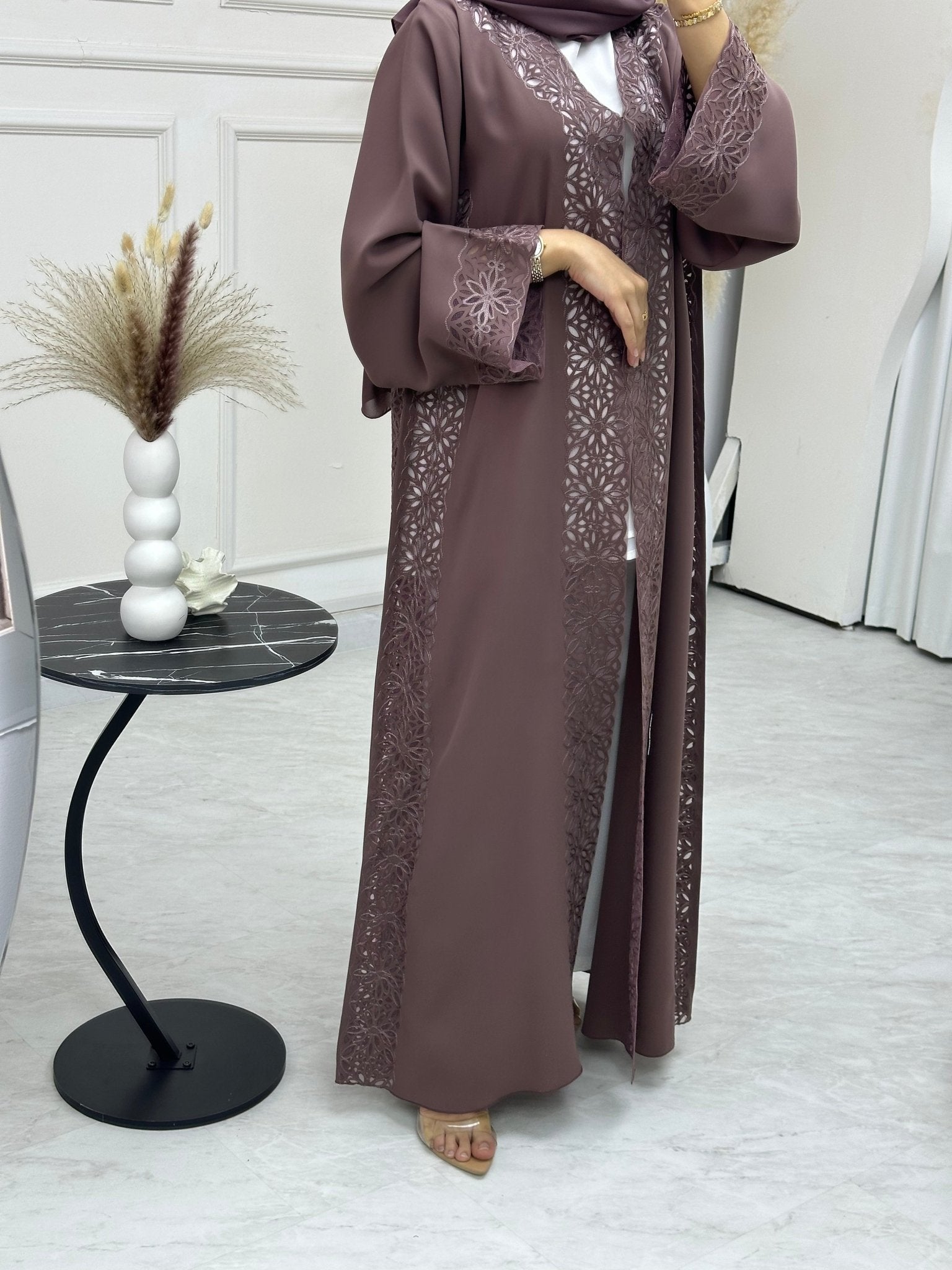 C RTW 0742 Purple Floral Abaya