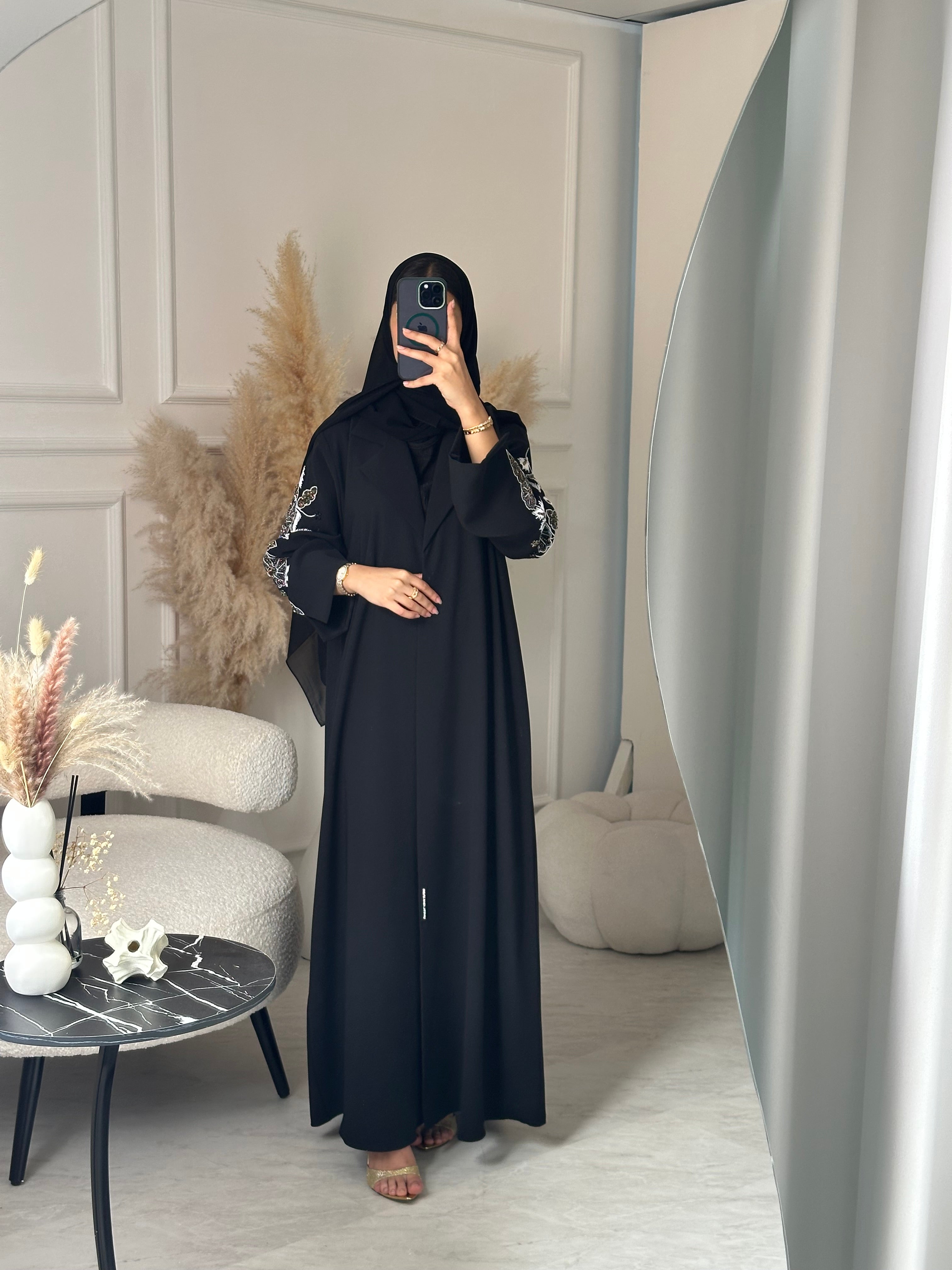 C RTW 0928 Black Beaded Eid Abaya