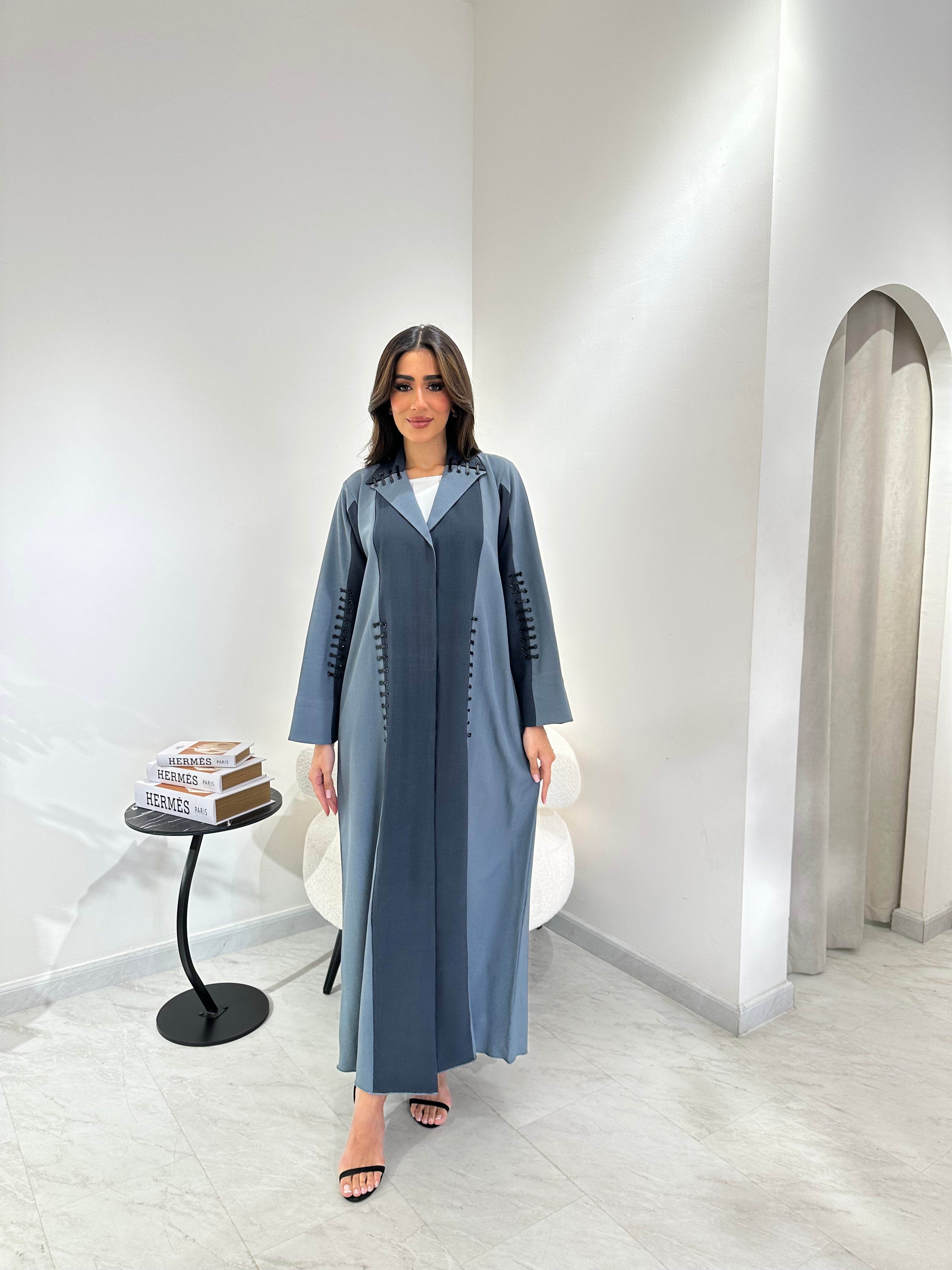 C RTW 0958 Grey Blue Coat Abaya