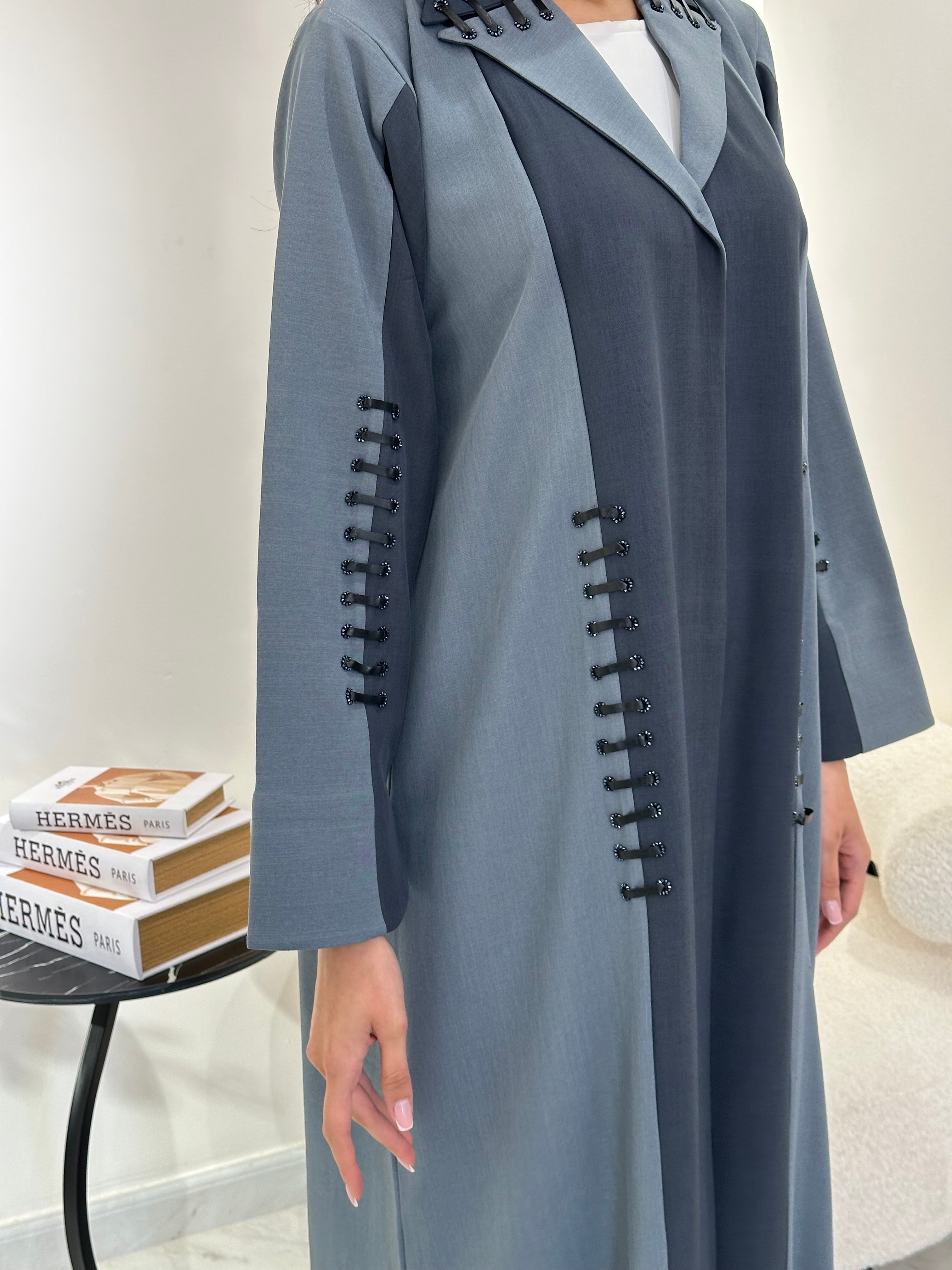 C RTW 0958 Grey Blue Coat Abaya