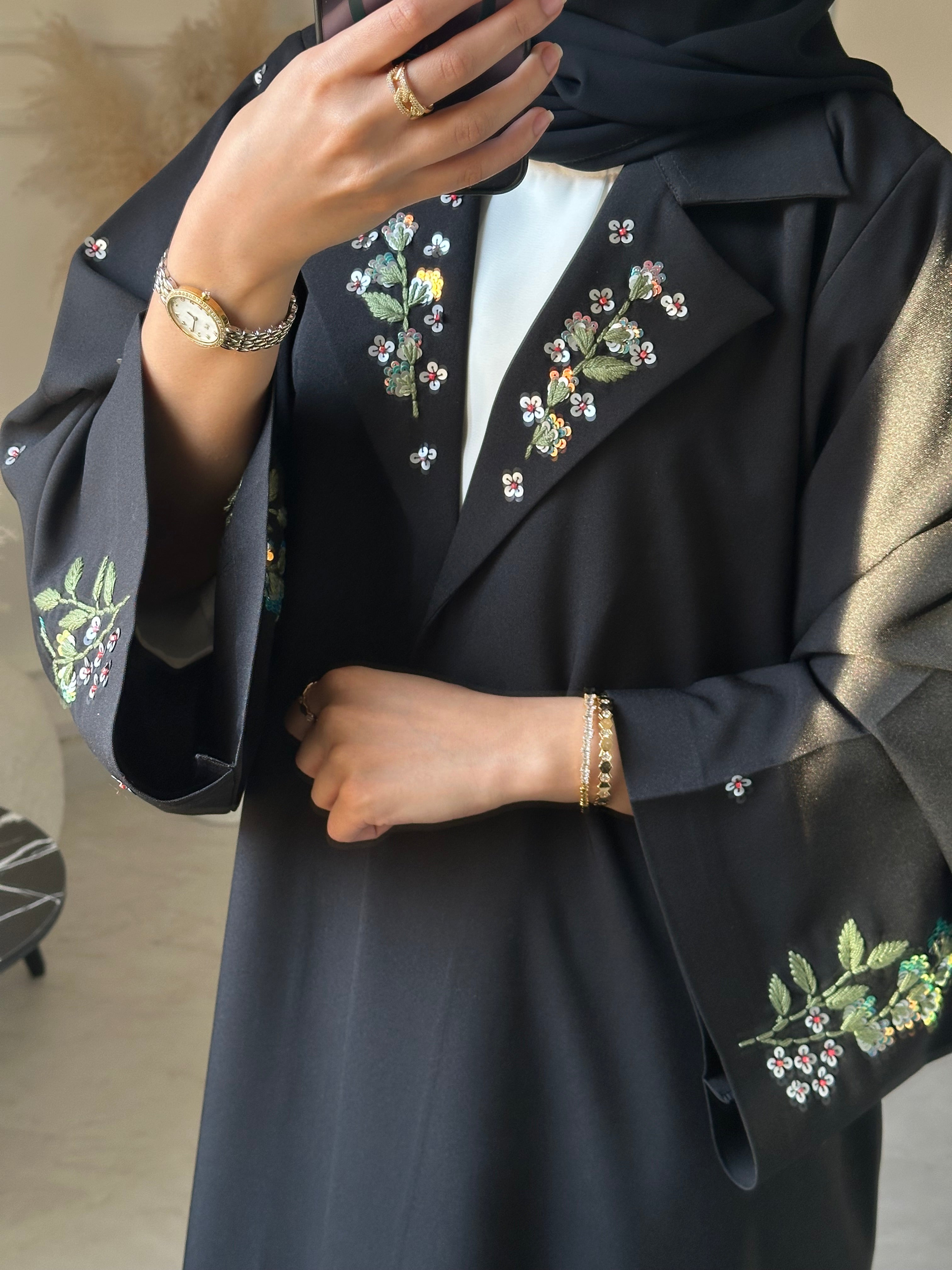 C RTW 1054 Black Embroidered Abaya
