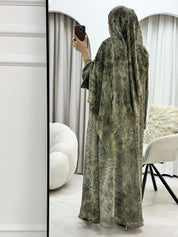 C RTW 1279-03 Olive Tie Dye Abaya