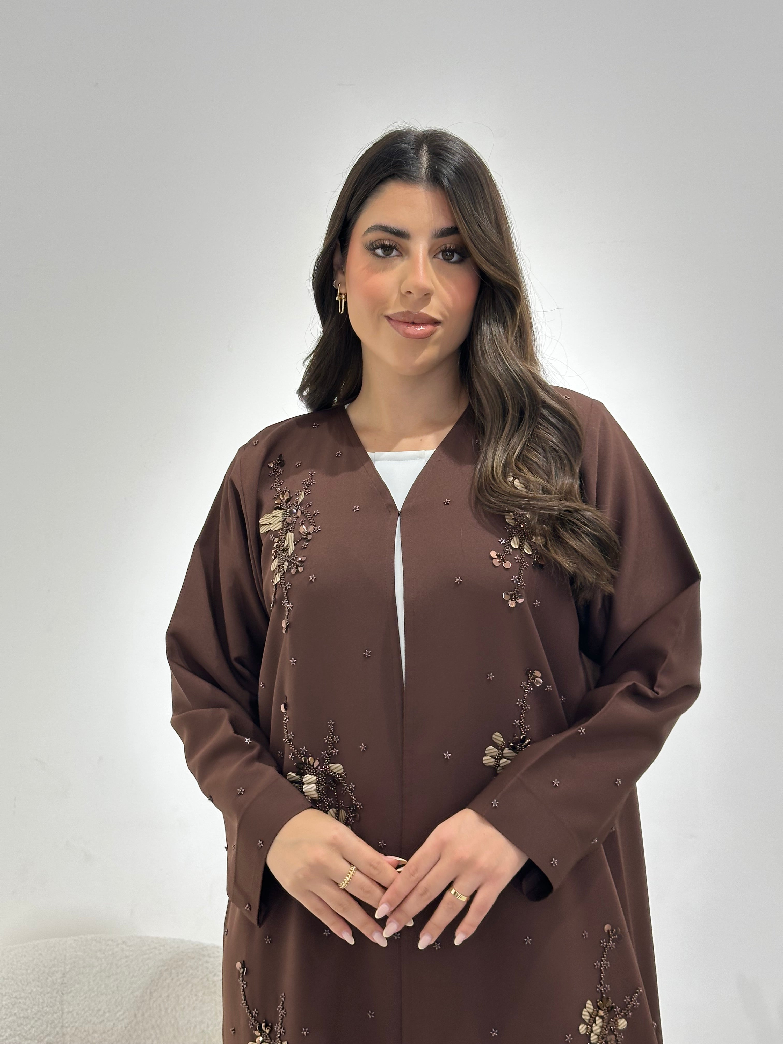 C RTW 1336 Brown Beaded Abaya