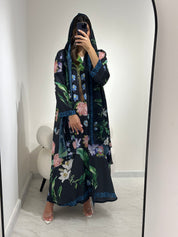 C RTW 1367 Black Tropical Printed Abaya