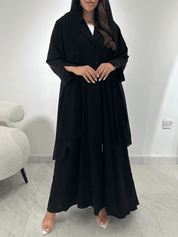 C RTW 1384-01 Black Coat Abaya