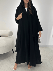 C RTW 1384-01 Black Coat Abaya