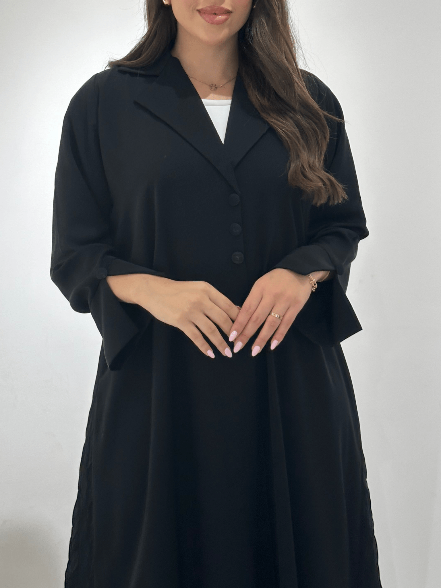 C RTW 1384-01 Black Coat Abaya
