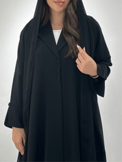 C RTW 1384-01 Black Coat Abaya