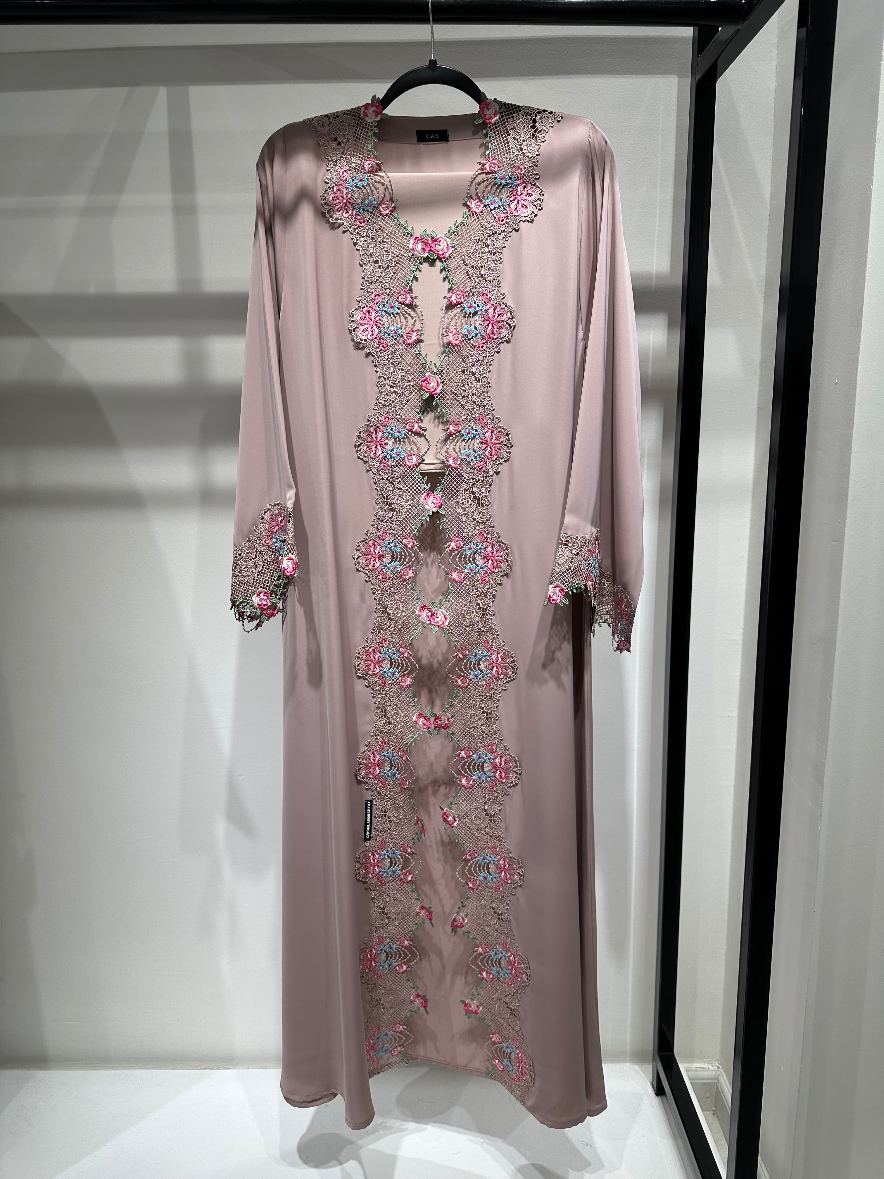 C RTW 1418-04 Rose Floral Lace Abaya