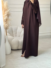 C RTW 1471 Brown Criss Cross Abaya