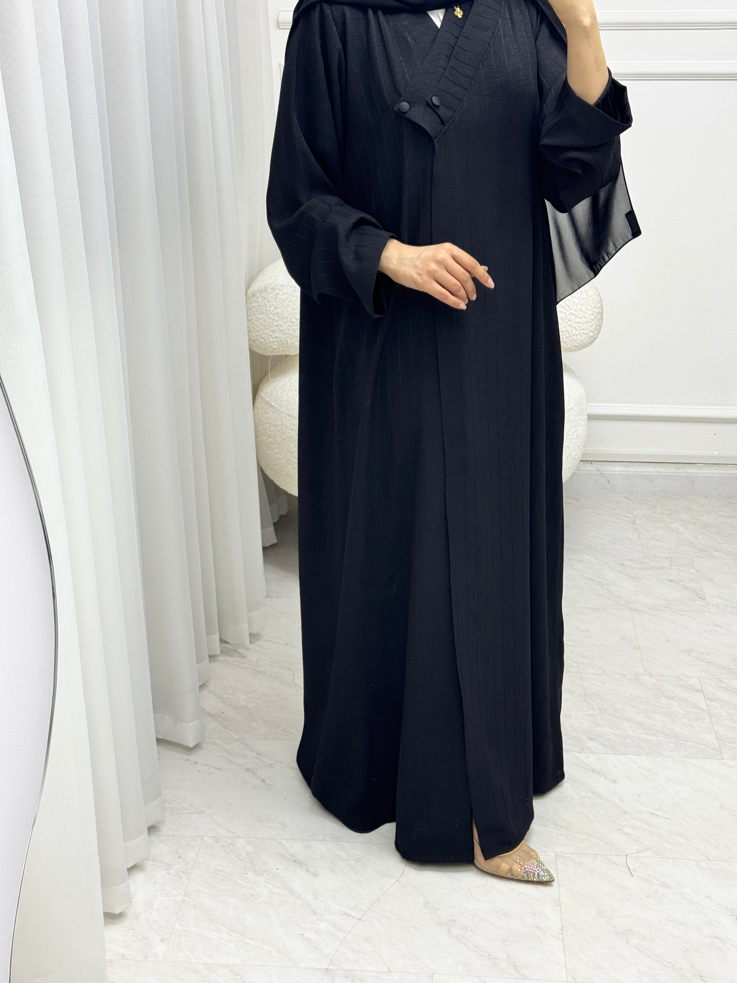 C RTW 1521 Black work Abaya
