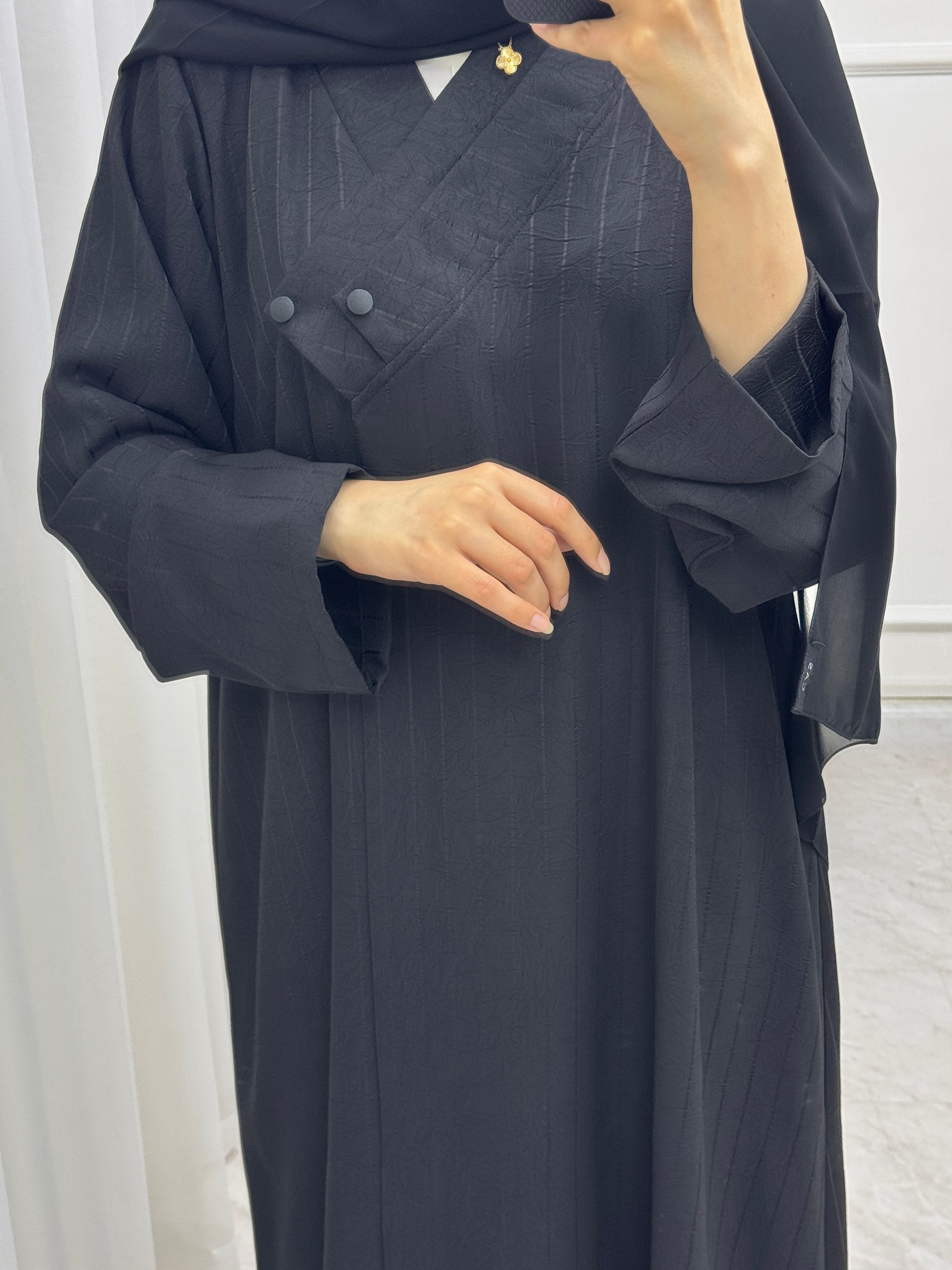 C RTW 1521 Black work Abaya