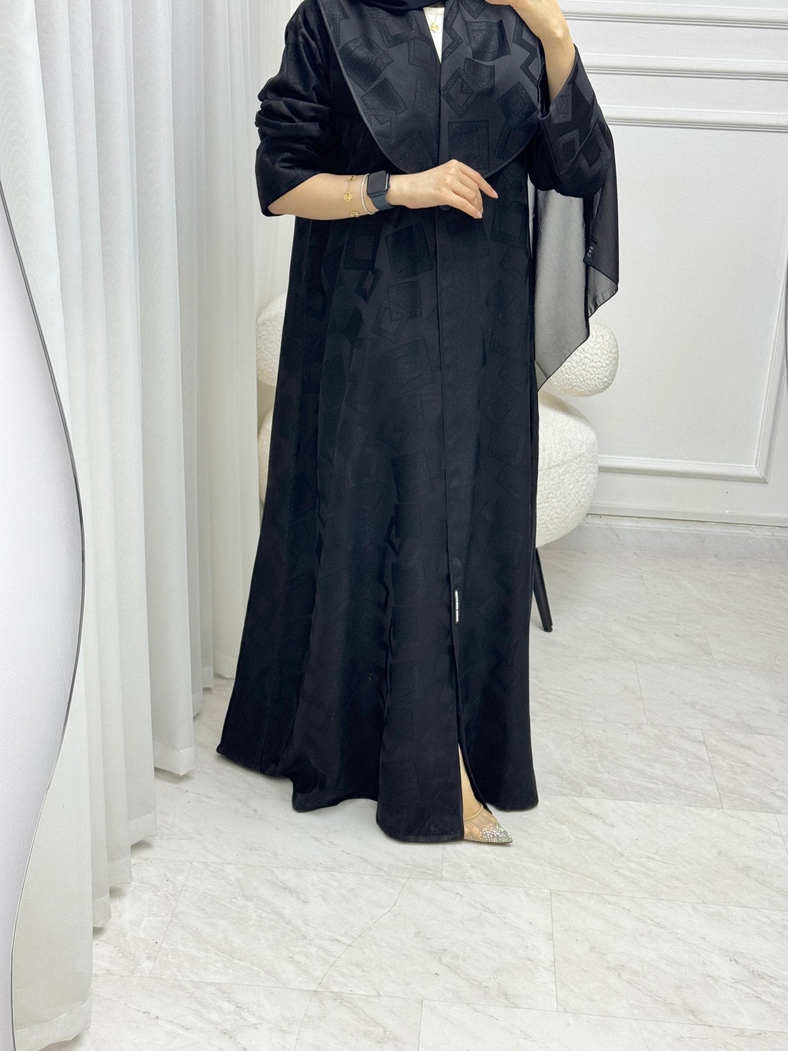 C RTW 1524 Black work Abaya