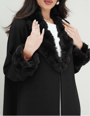 C RTW 1543 Black Fur Abaya