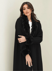 C RTW 1543 Black Fur Abaya