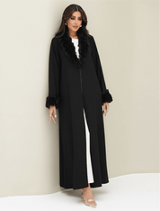 C RTW 1543 Black Fur Abaya