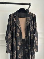 C RTW 1656 Dark Beige Printed Abaya