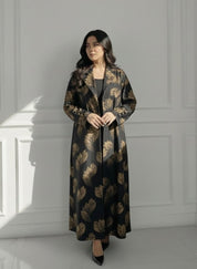 C RTW 1656 Dark Beige Printed Abaya