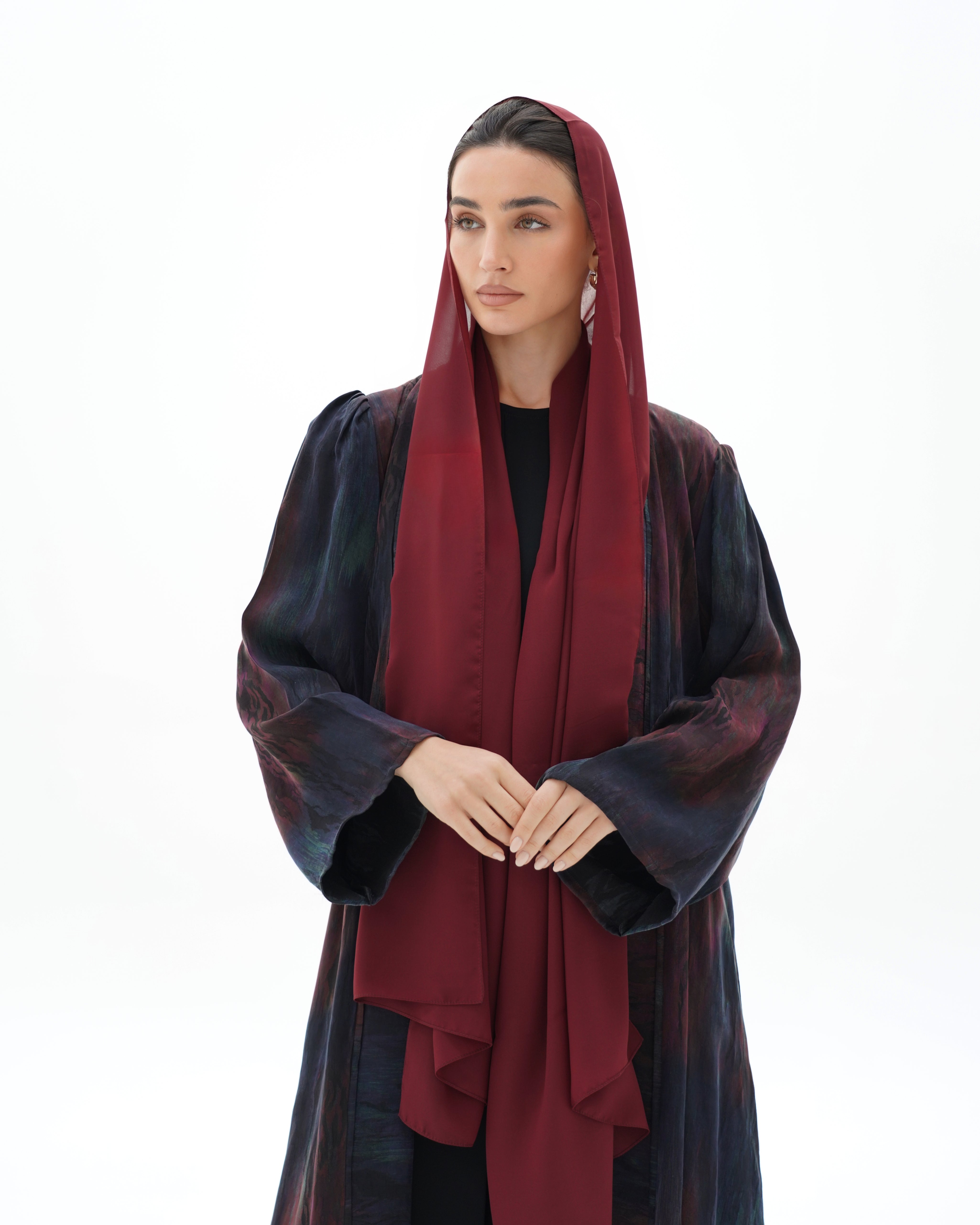 C RTW 1697 Premium Crimson Blue Abaya