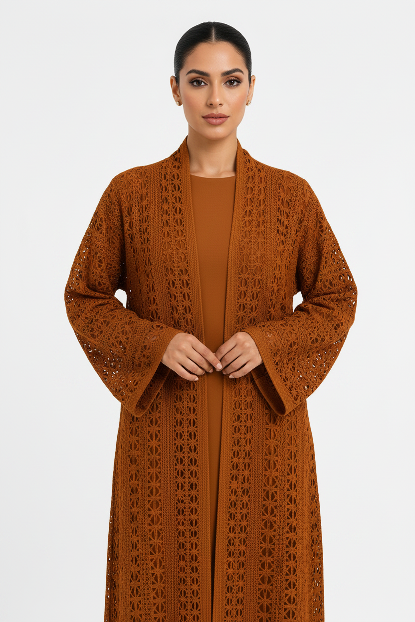 C RTW 1717-05 Rust Orange Dantel Abaya