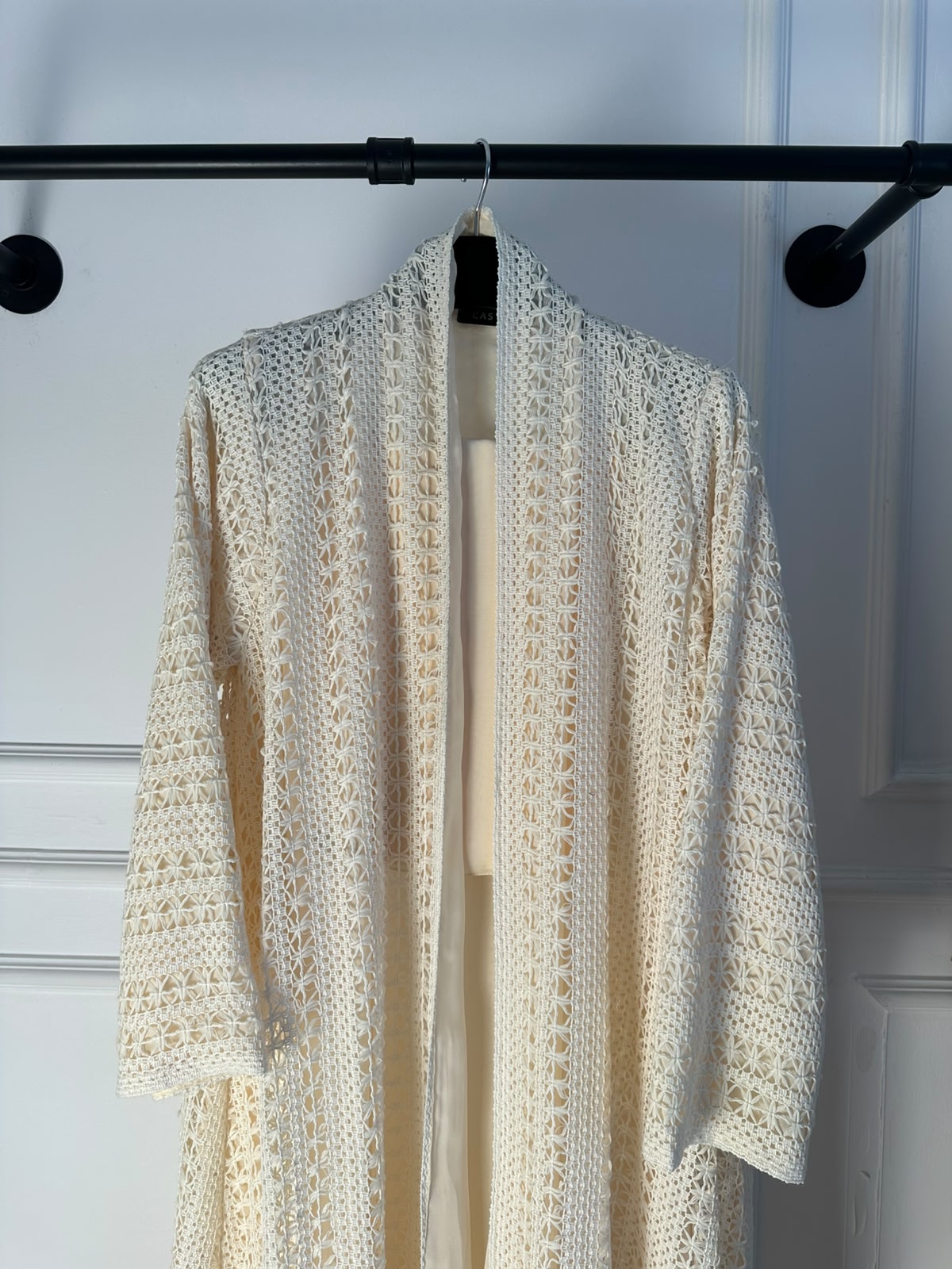 C RTW 1717-07 Cream Dantel Abaya