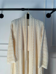 C RTW 1717-07 Cream Dantel Abaya