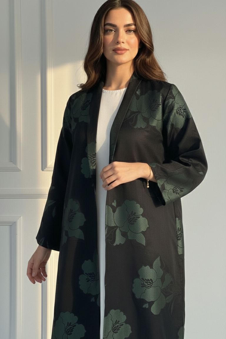 C RTW 1721-01 Green Floral Abaya