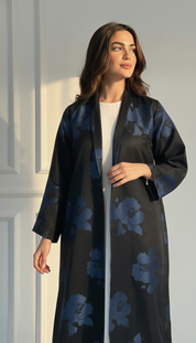 C RTW 1721-02 Dark Blue Floral Abaya