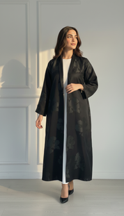 C RTW 1721-03 Black Floral Abaya