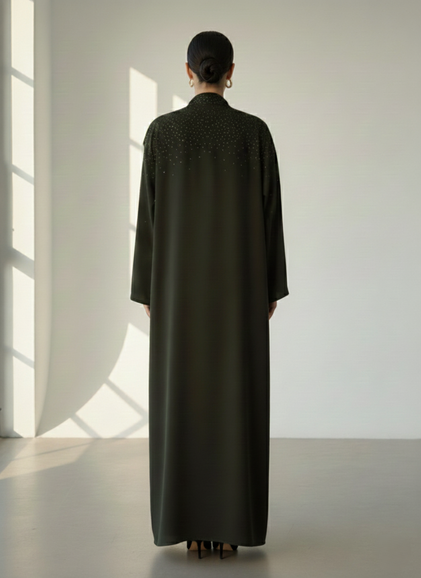 C RTW 1761 Pine Green Crystal Abaya