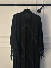 C RTW 1763 Black Floral Lace Abaya